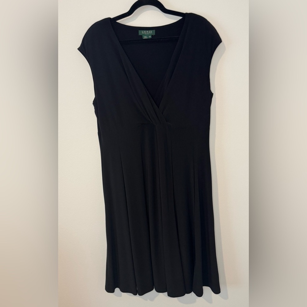 Lauren Ralph Lauren Black Sleeveless Fit & Flare Dress Plus Size 16w